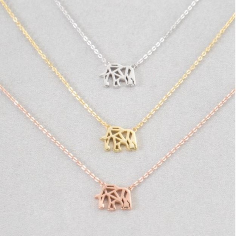 Elephant Charm Necklace 24K Gold Plated